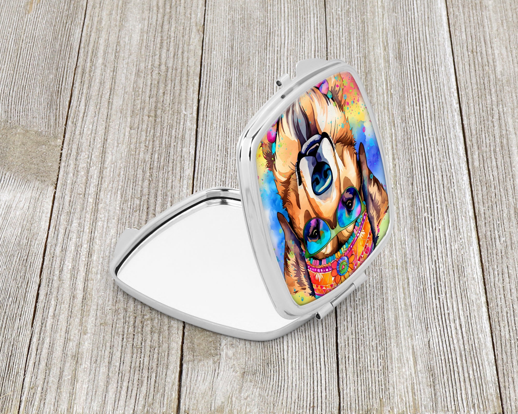 Hippie Dawg Compact Mirror Decorative Travel Makeup Mirror for Women Girls Gifts Pocket Makeup Mirror Folding Handheld