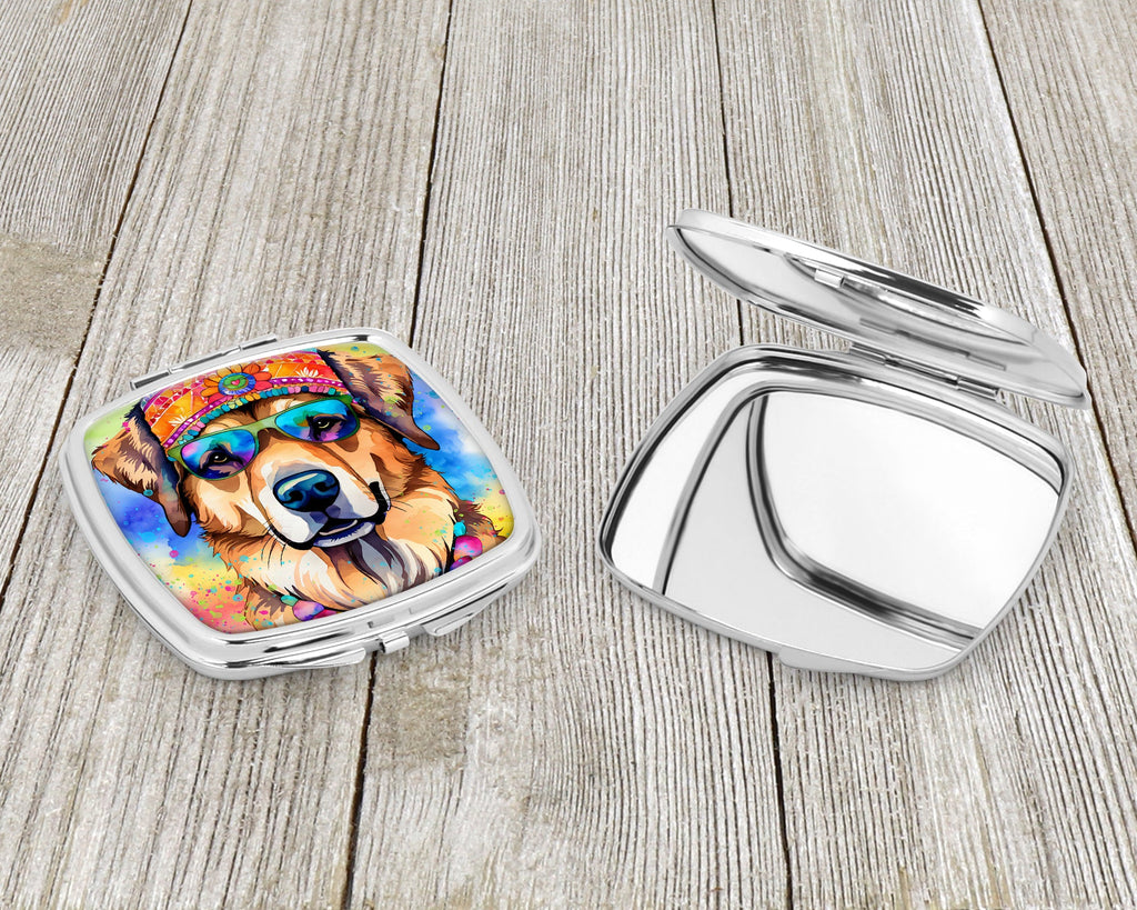 Hippie Dawg Compact Mirror Decorative Travel Makeup Mirror for Women Girls Gifts Pocket Makeup Mirror Folding Handheld