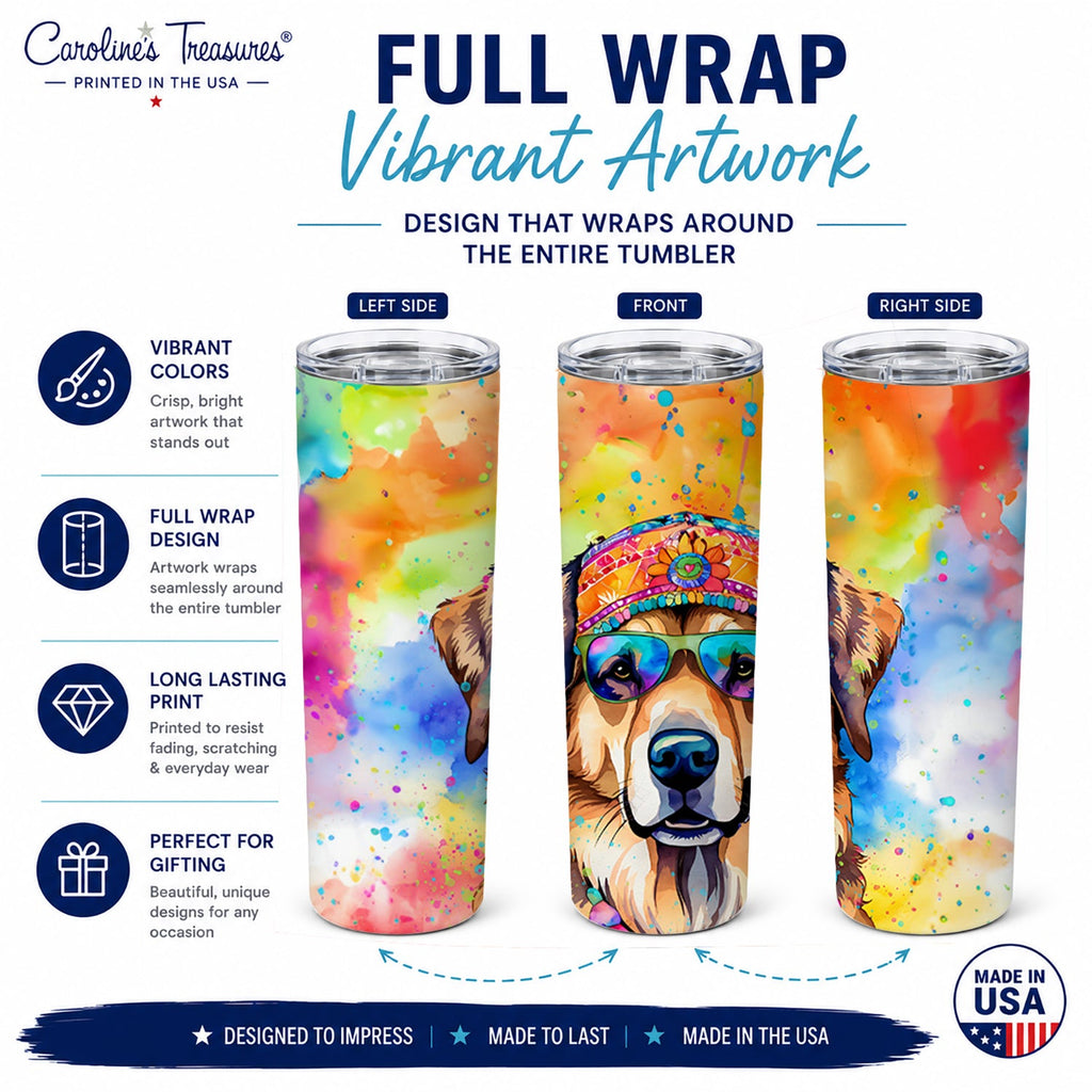 Hippie Dawg Stainless Steel Skinny Tumbler 20 oz Vacuum Double Walled Reusable Insulated Travel Cup