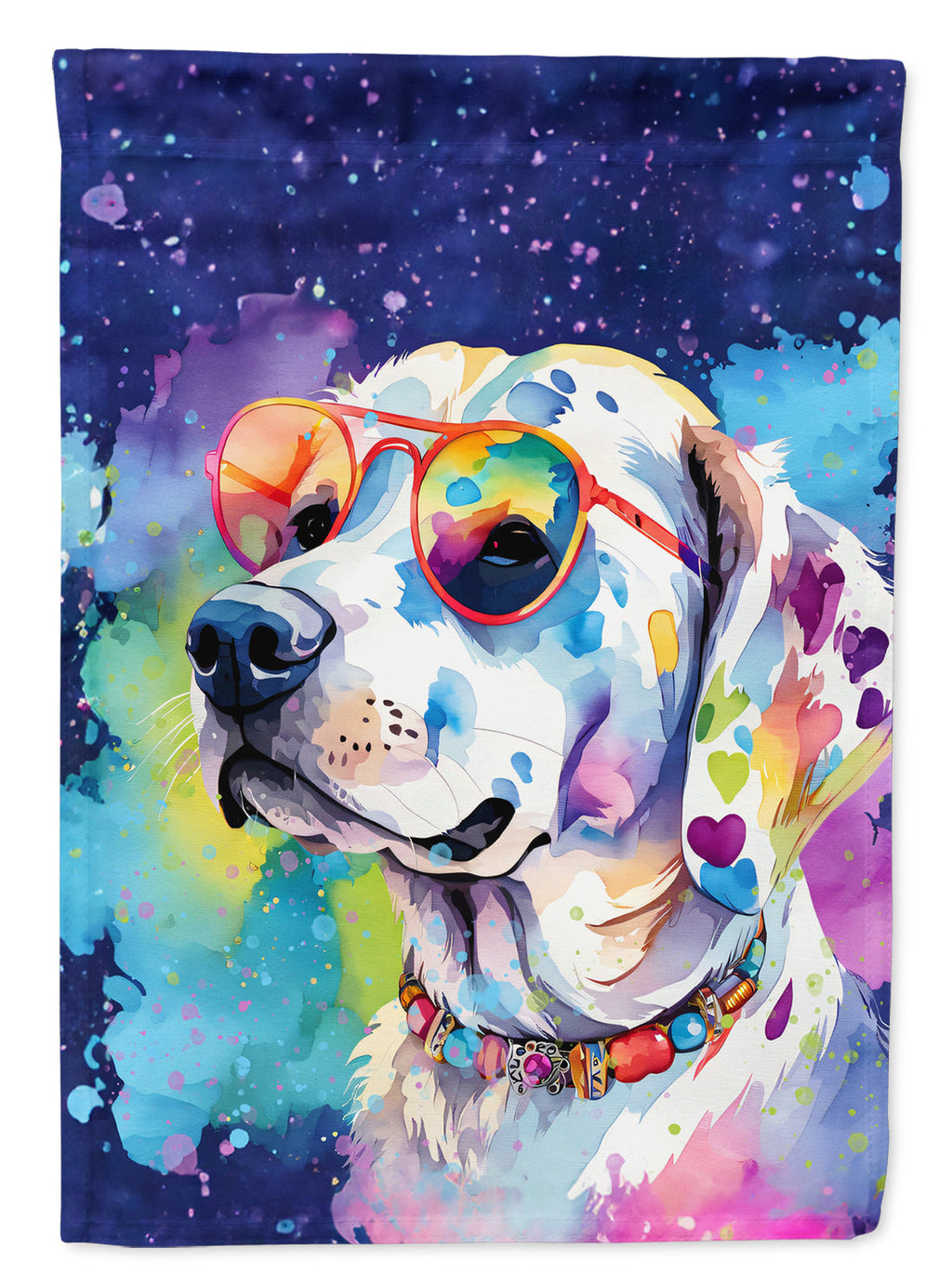 Hippie Dawg House Flag 28x40 Porch Sleeve Pole Decorative Outside Yard Banner Artwork Wall Hanging, Polyester