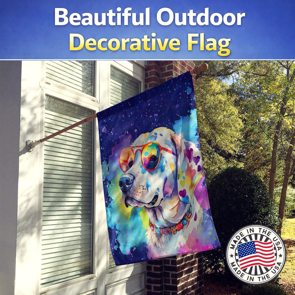 Hippie Dawg House Flag 28x40 Porch Sleeve Pole Decorative Outside Yard Banner Artwork Wall Hanging, Polyester