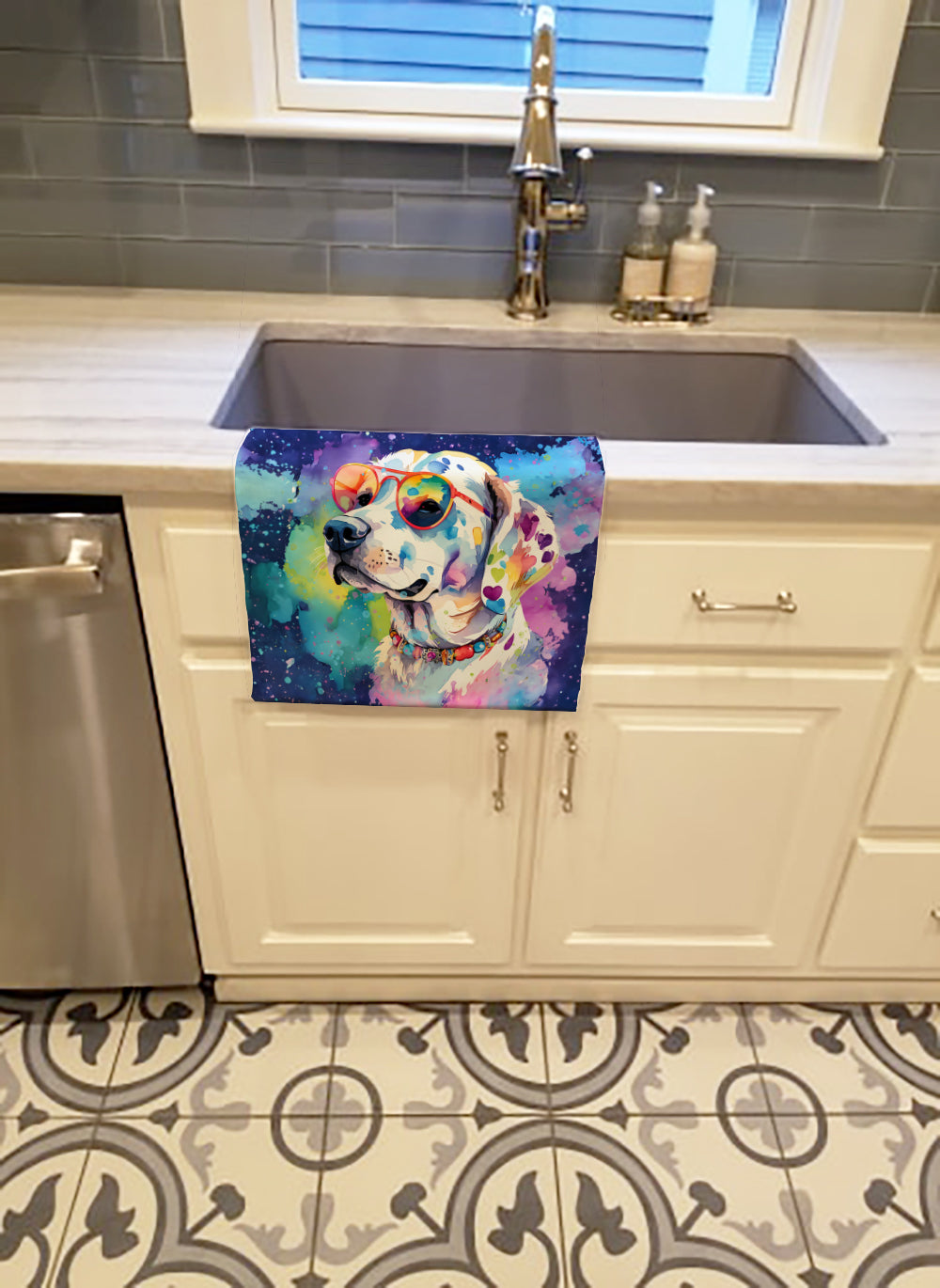 Hippie Dawg Kitchen Towel Velour Plush Front and Cotton Loop Back Machine Washable
