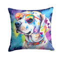 Hippie Dawg Decorative Throw Pillow 14x14 Indoor Outdoor Accent Cushion, Fabric Cover with Insert for Sofa, Bed, Porch & Living Room