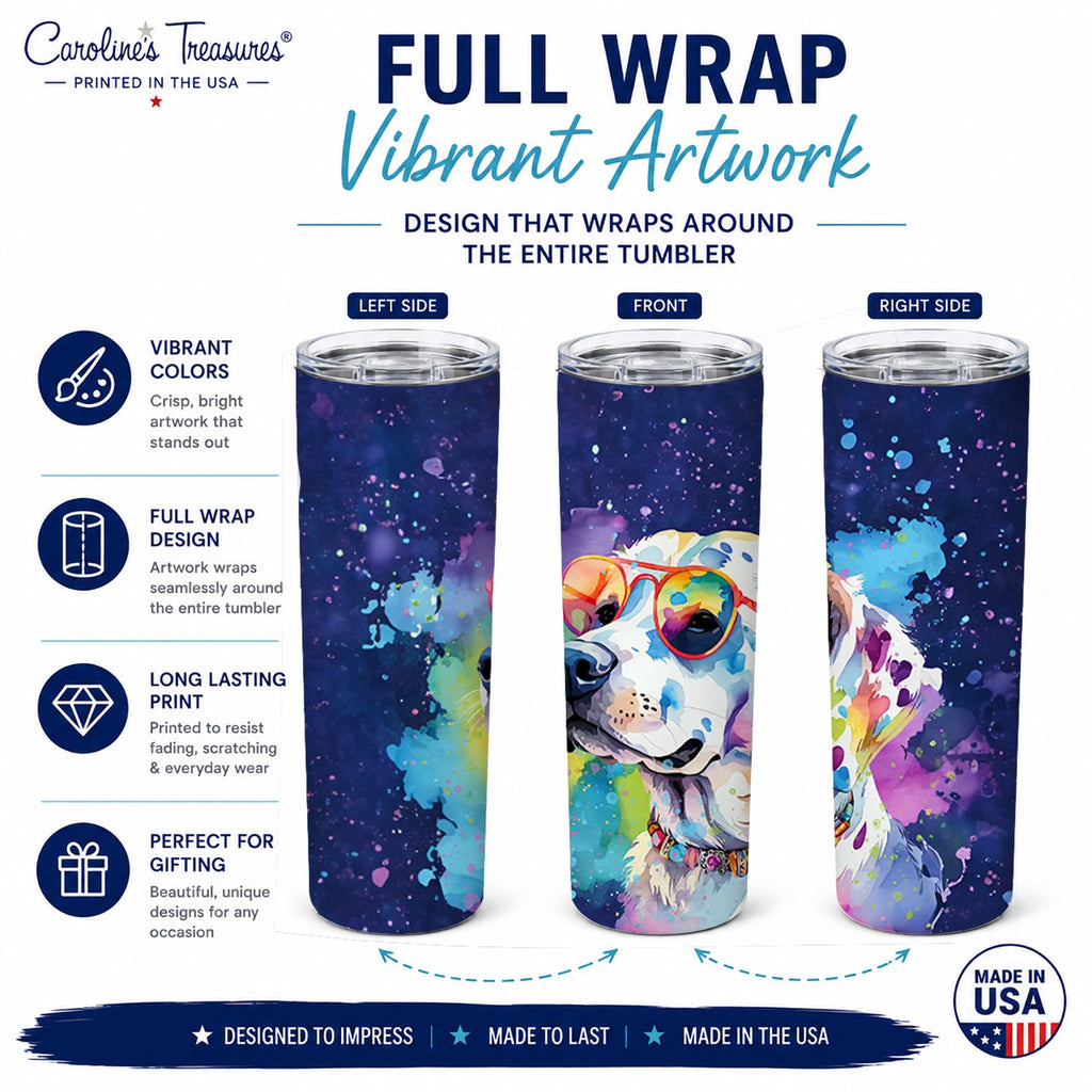 Hippie Dawg Stainless Steel Skinny Tumbler 20 oz Vacuum Double Walled Reusable Insulated Travel Cup