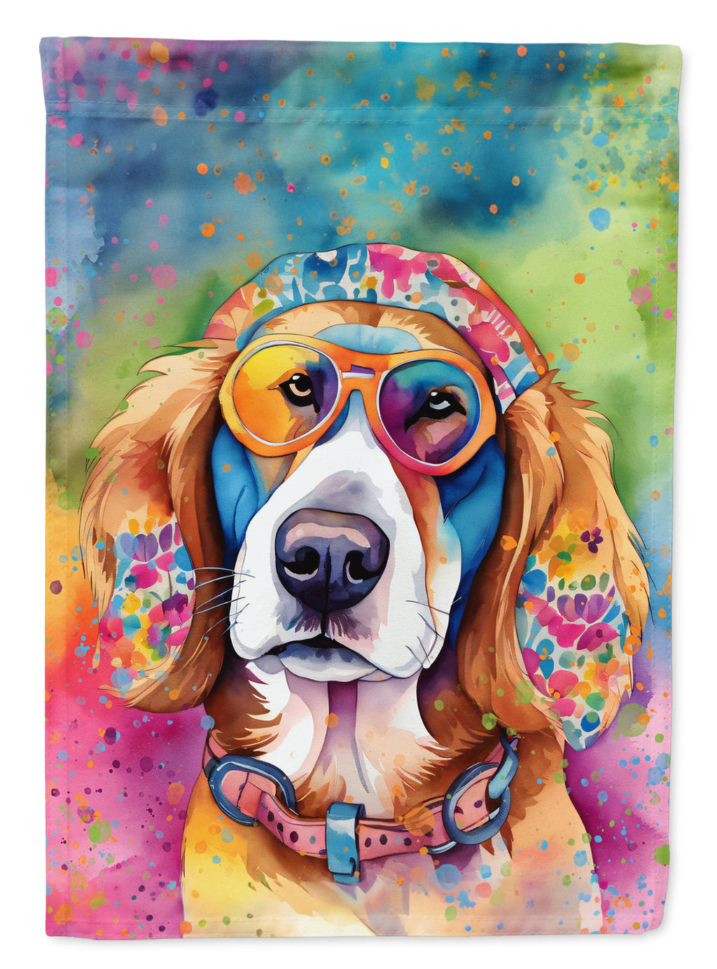Hippie Dawg House Flag 28x40 Porch Sleeve Pole Decorative Outside Yard Banner Artwork Wall Hanging, Polyester