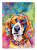 Hippie Dawg House Flag 28x40 Porch Sleeve Pole Decorative Outside Yard Banner Artwork Wall Hanging, Polyester