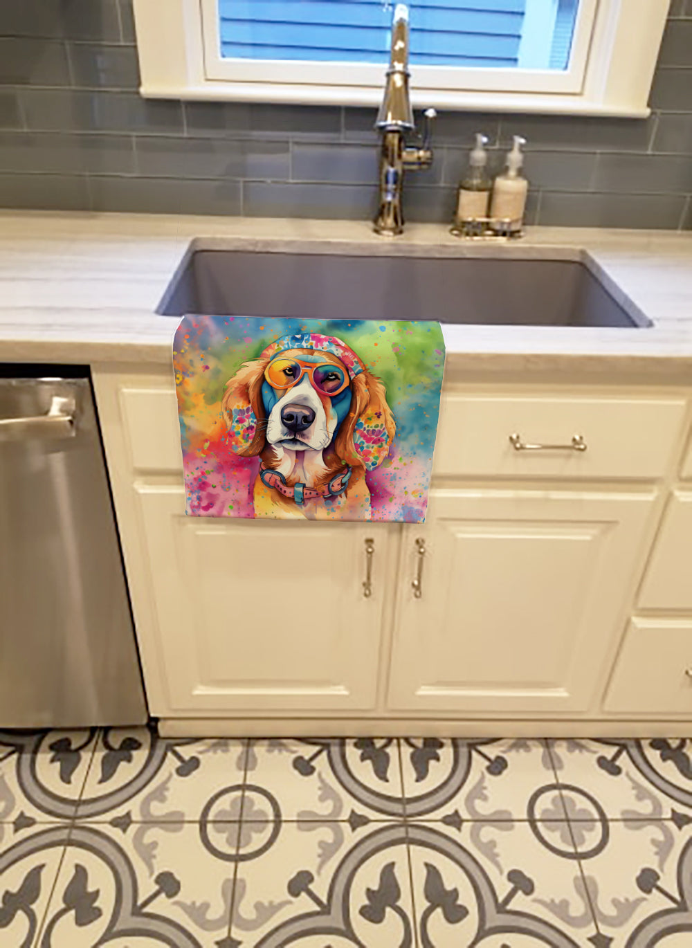 Hippie Dawg Kitchen Towel Velour Plush Front and Cotton Loop Back Machine Washable