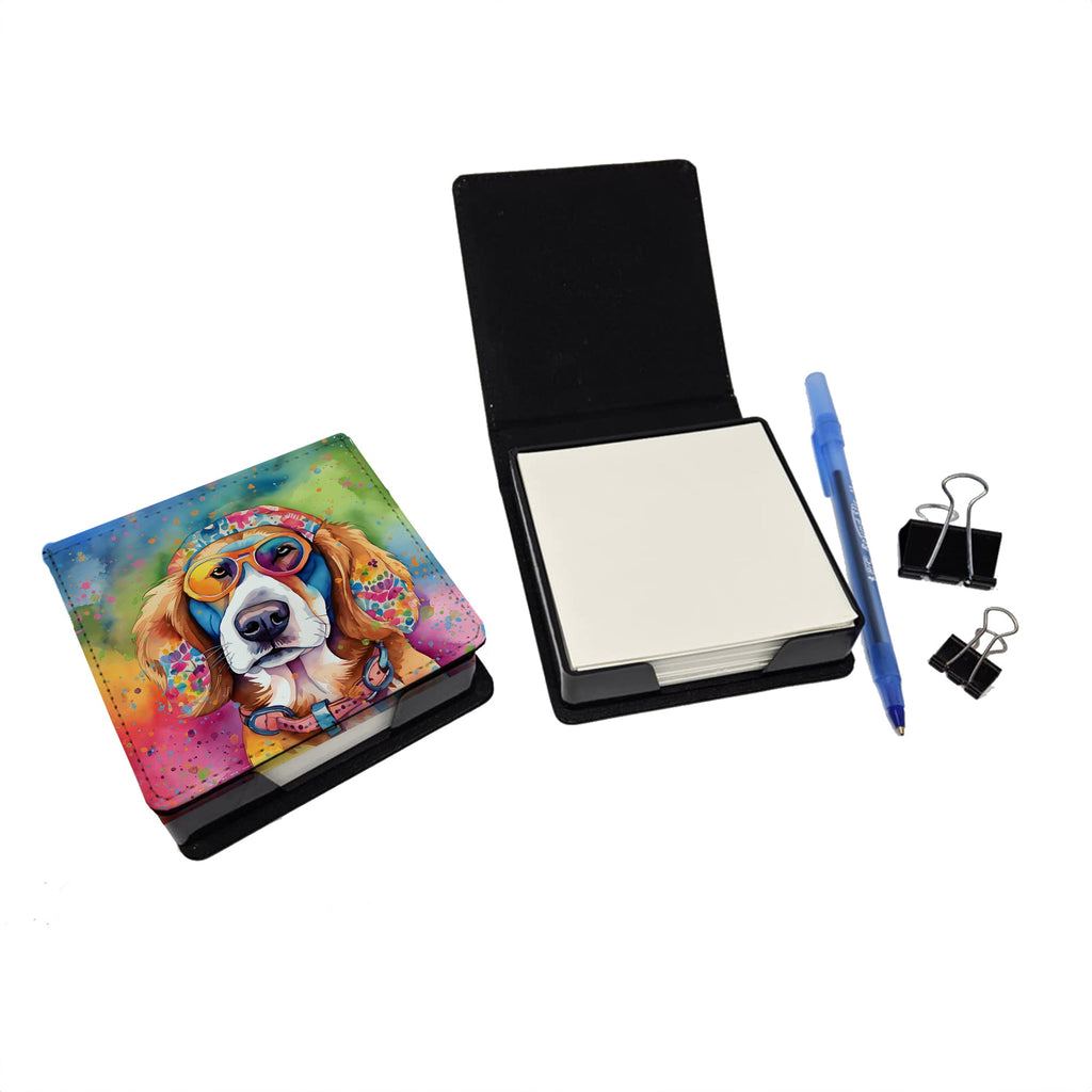 Hippie Dawg PU Leather Note Paper Holder with Artist-Designed Cover, Desk Accessory, Office Gift