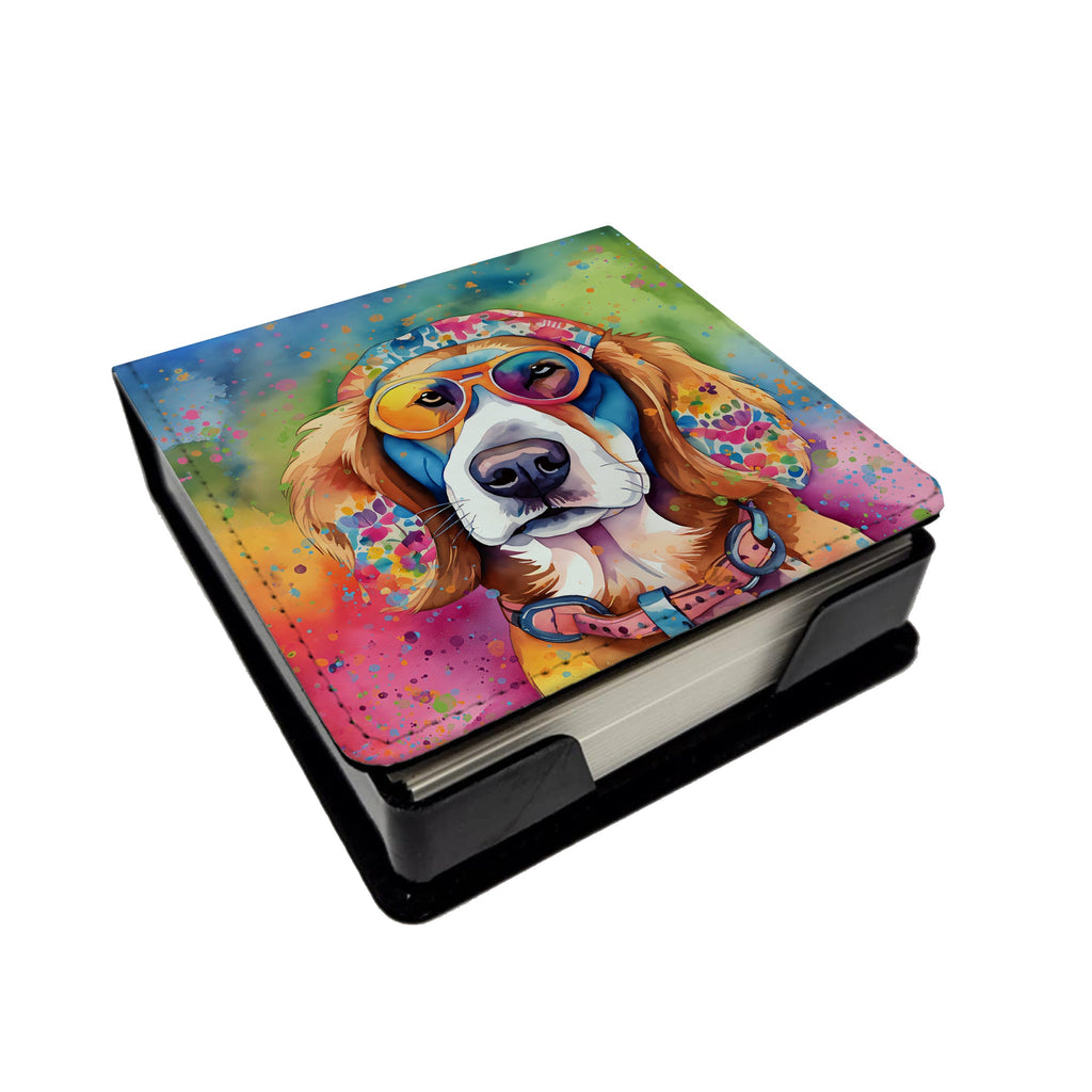 Hippie Dawg PU Leather Note Paper Holder with Artist-Designed Cover, Desk Accessory, Office Gift