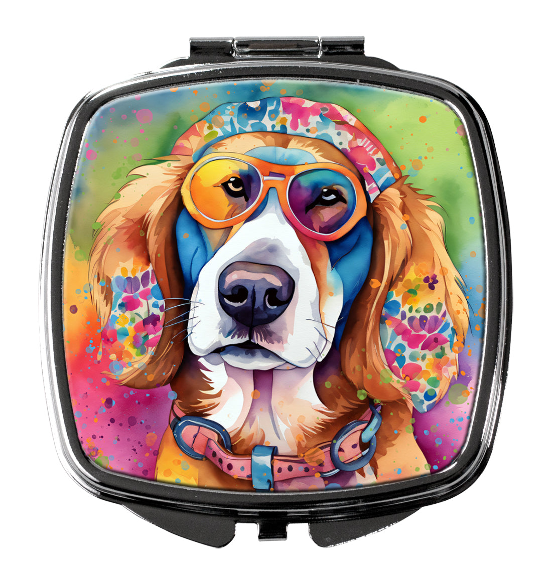 Hippie Dawg Compact Mirror Decorative Travel Makeup Mirror for Women Girls Gifts Pocket Makeup Mirror Folding Handheld