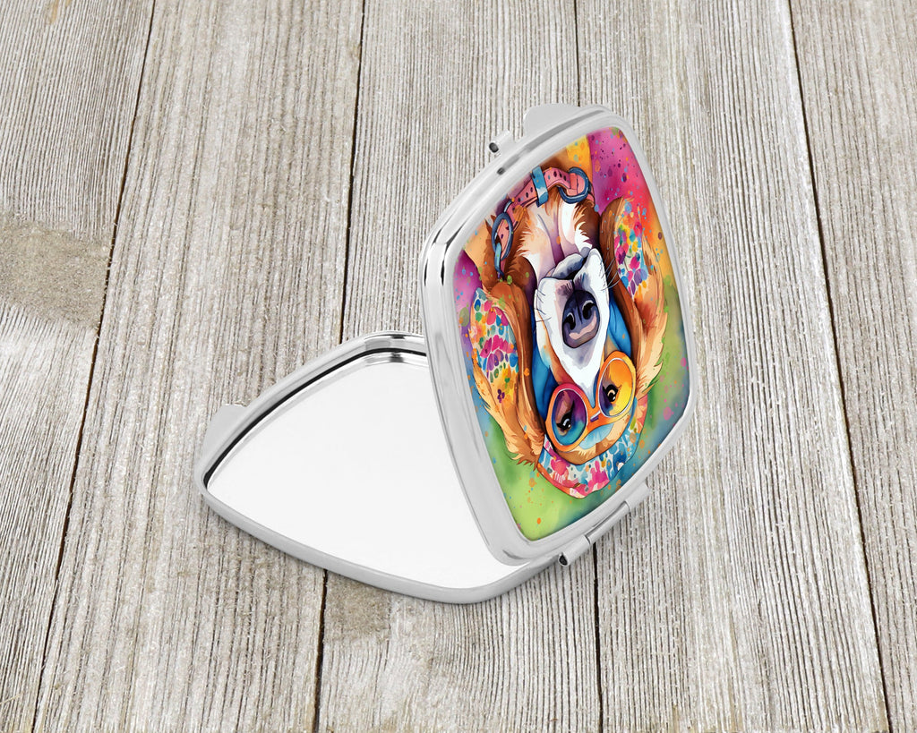 Hippie Dawg Compact Mirror Decorative Travel Makeup Mirror for Women Girls Gifts Pocket Makeup Mirror Folding Handheld