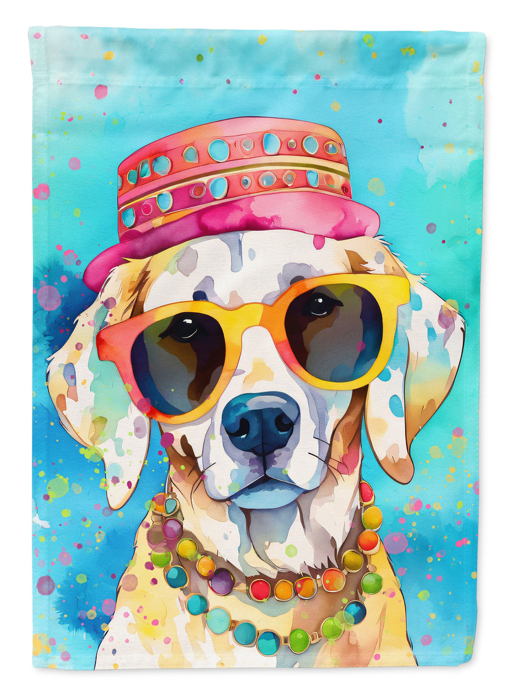 Hippie Dawg House Flag 28x40 Porch Sleeve Pole Decorative Outside Yard Banner Artwork Wall Hanging, Polyester