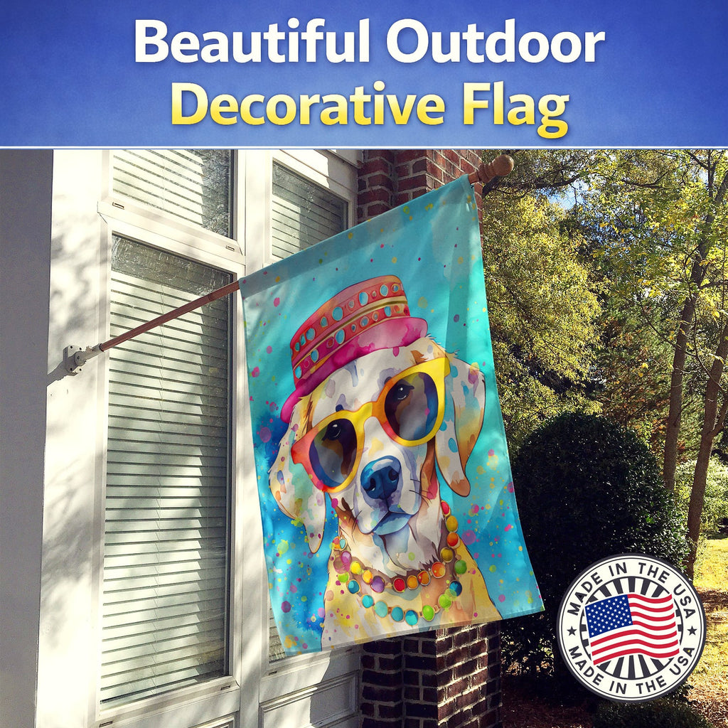 Hippie Dawg House Flag 28x40 Porch Sleeve Pole Decorative Outside Yard Banner Artwork Wall Hanging, Polyester