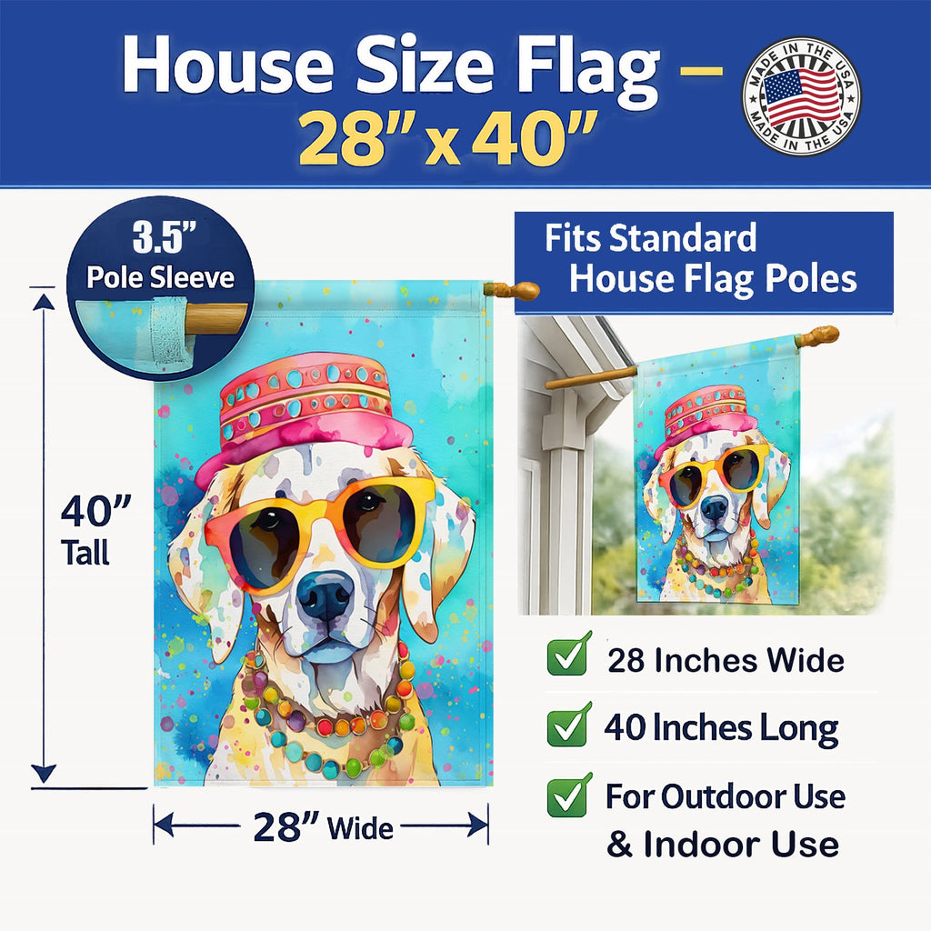 Hippie Dawg House Flag 28x40 Porch Sleeve Pole Decorative Outside Yard Banner Artwork Wall Hanging, Polyester