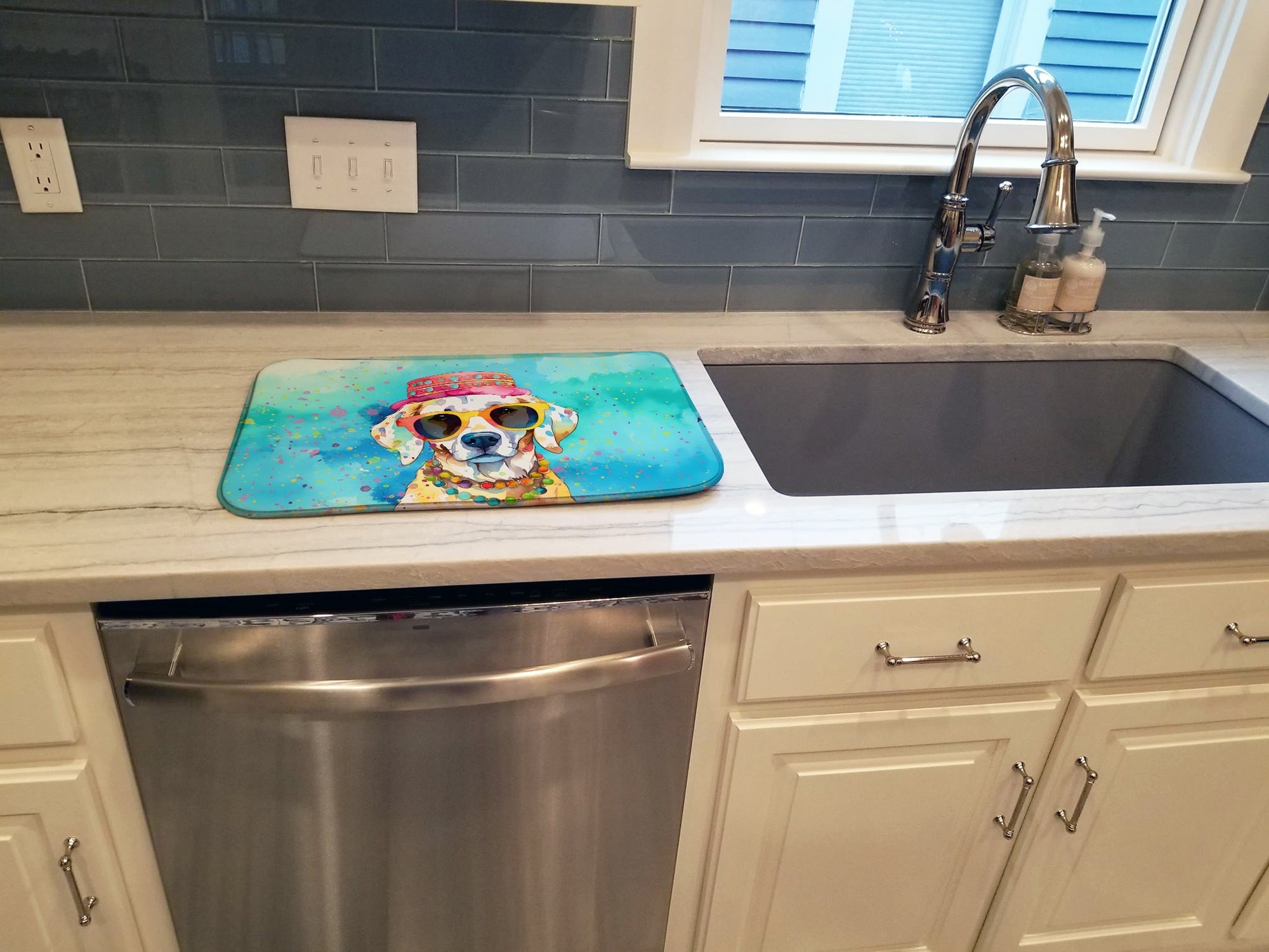 Hippie Dawg Dish Drying Mat Absorbent Dish Drying Mat Pad for Kitchen Counter Dish Drainer Mat for Countertop, 14 x 21", Multicolor