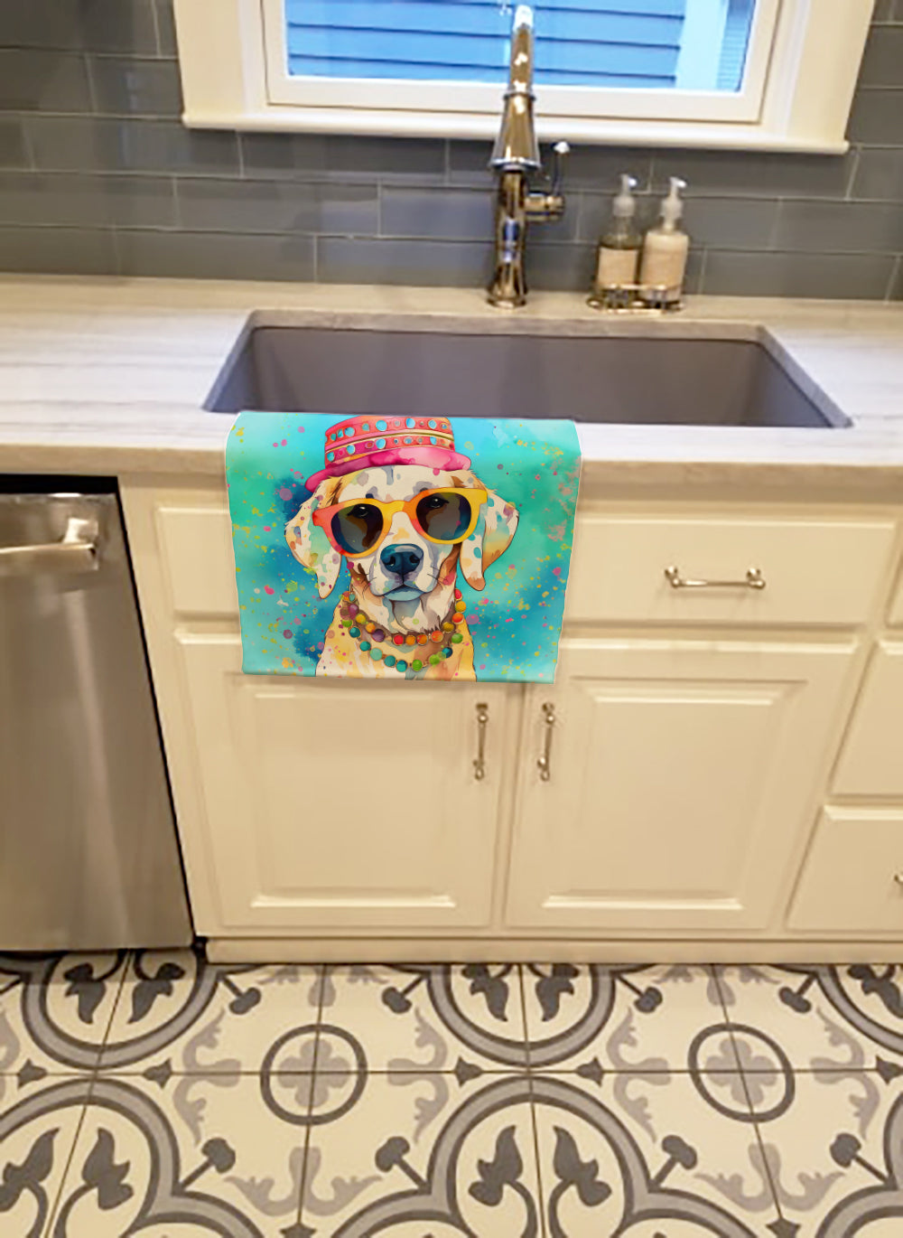 Hippie Dawg Kitchen Towel Velour Plush Front and Cotton Loop Back Machine Washable