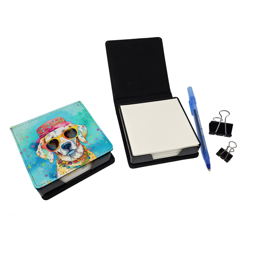 Hippie Dawg PU Leather Note Paper Holder with Artist-Designed Cover, Desk Accessory, Office Gift