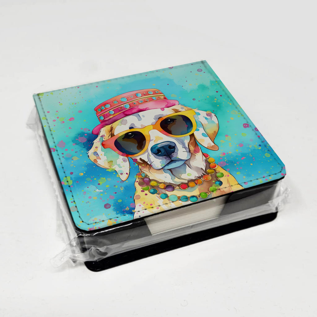 Hippie Dawg PU Leather Note Paper Holder with Artist-Designed Cover, Desk Accessory, Office Gift
