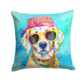 Hippie Dawg Decorative Throw Pillow 14x14 Indoor Outdoor Accent Cushion, Fabric Cover with Insert for Sofa, Bed, Porch & Living Room