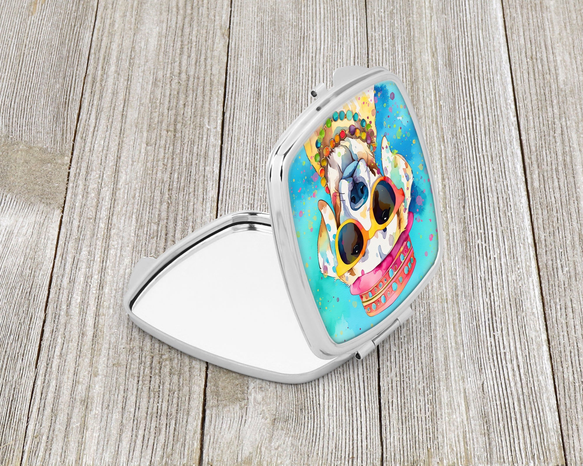 Hippie Dawg Compact Mirror Decorative Travel Makeup Mirror for Women Girls Gifts Pocket Makeup Mirror Folding Handheld