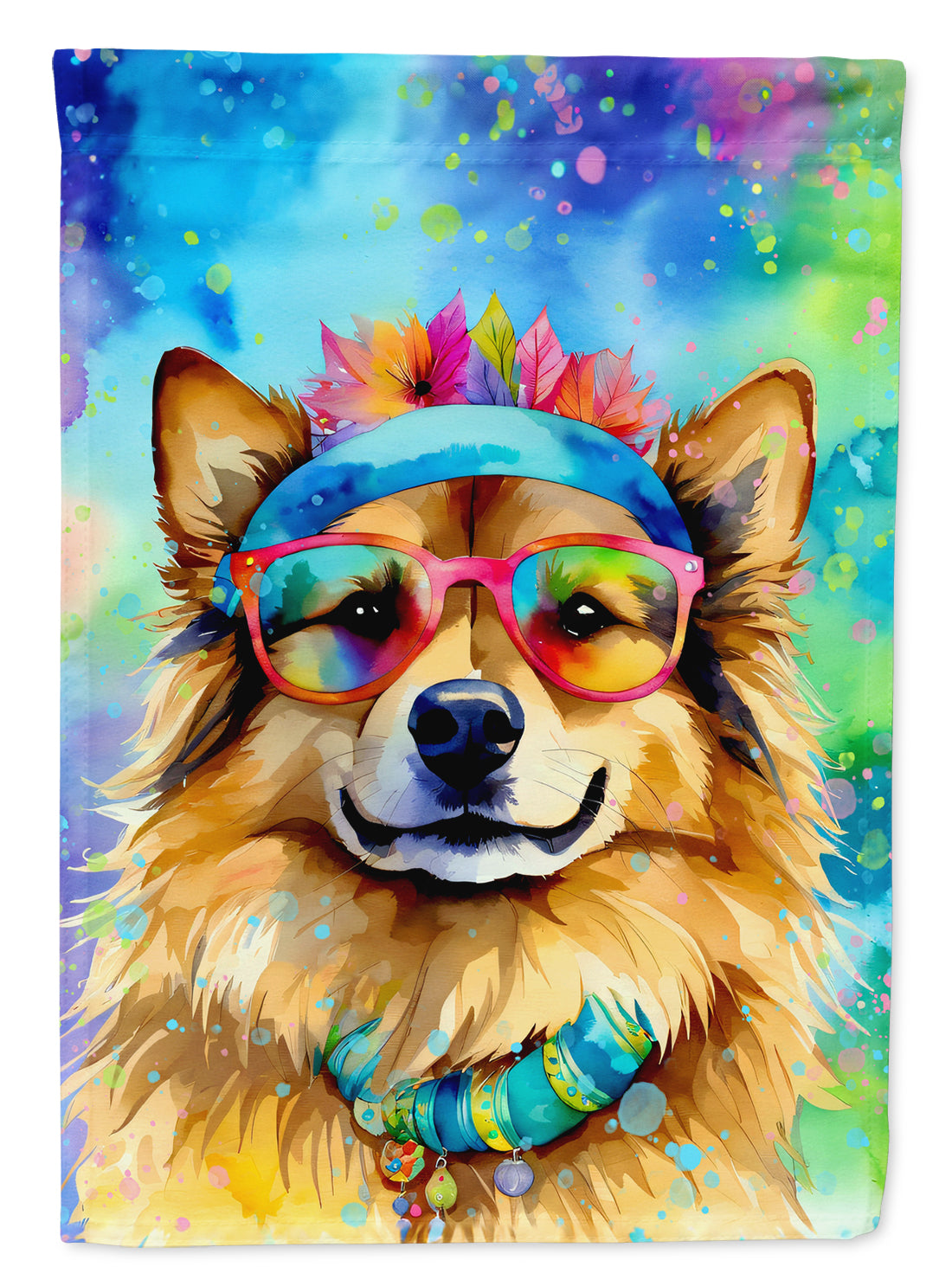Hippie Dawg House Flag 28x40 Porch Sleeve Pole Decorative Outside Yard Banner Artwork Wall Hanging, Polyester