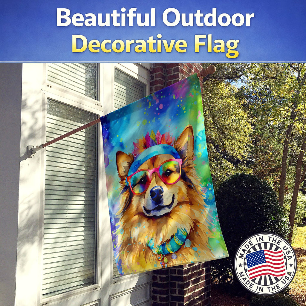 Hippie Dawg House Flag 28x40 Porch Sleeve Pole Decorative Outside Yard Banner Artwork Wall Hanging, Polyester