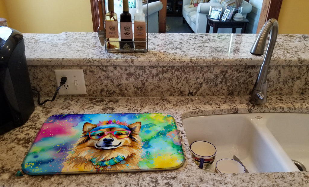 Hippie Dawg Dish Drying Mat Absorbent Dish Drying Mat Pad for Kitchen Counter Dish Drainer Mat for Countertop, 14 x 21", Multicolor