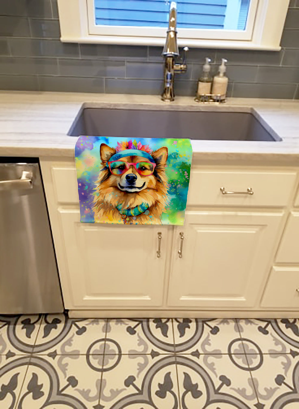 Hippie Dawg Kitchen Towel Velour Plush Front and Cotton Loop Back Machine Washable