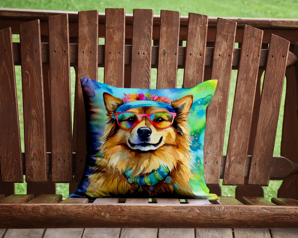 Hippie Dawg Decorative Throw Pillow 14x14 Indoor Outdoor Accent Cushion, Fabric Cover with Insert for Sofa, Bed, Porch & Living Room