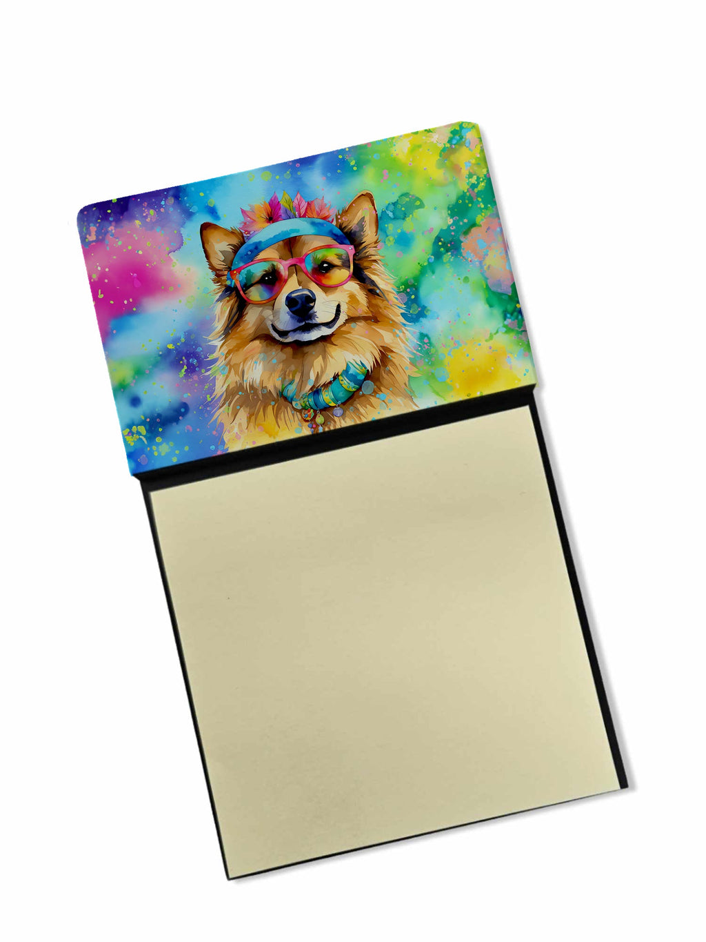 Hippie Dawg Watercolor Sticky Note Holder Refillable Dispenser Desk Accessory 3x3 Pad Gift