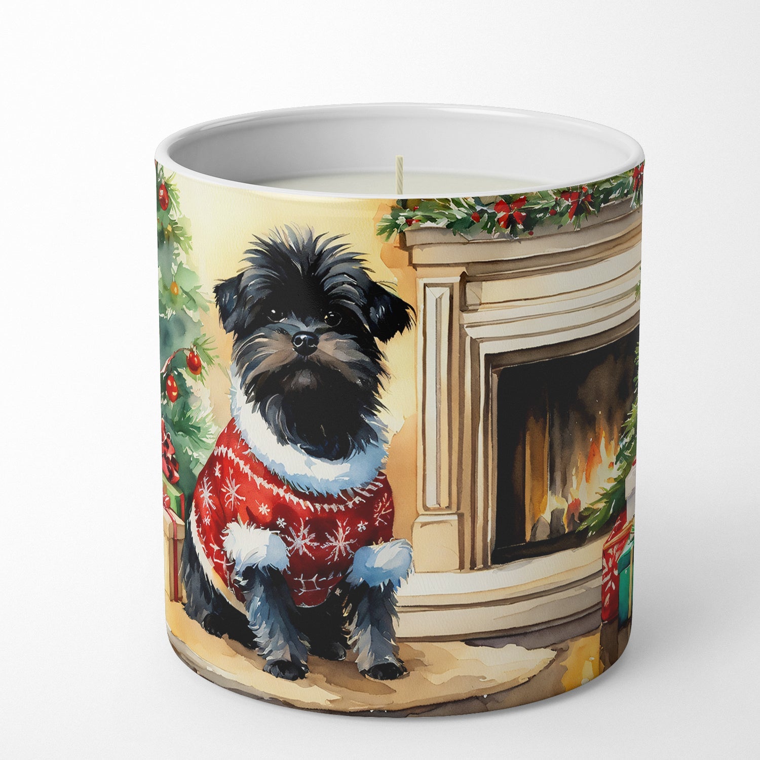 Affenpinscher Cozy Christmas Decorative Soy Candle Nature Soy Wax Essential Oil Home Decor Ideal for Bedroom Kitchen Bath Office Gift, 10 oz