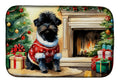Affenpinscher Cozy Christmas Dish Drying Mat Absorbent Dish Drying Mat Pad for Kitchen Counter Dish Drainer Mat for Countertop, 14 x 21", Multicolor