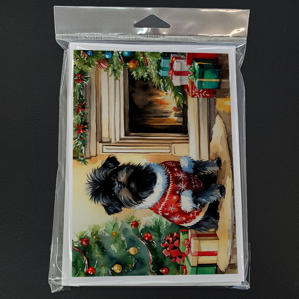 Affenpinscher Cozy Christmas Greeting Cards Pack of 8 Blank Cards with Envelopes Whimsical A7 Size 5x7