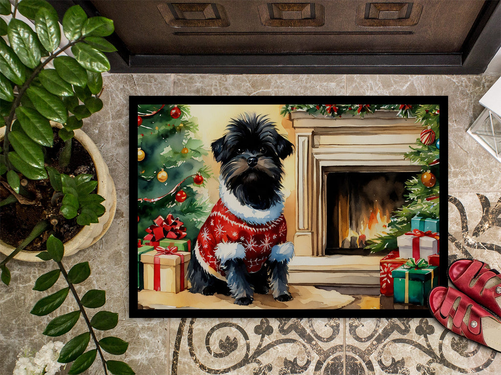 Affenpinscher Cozy Christmas Doormat Indoor Outdoor 24H X 36W Front Door Mat Rugs for Entryway, Non Slip Washable Low Pile,