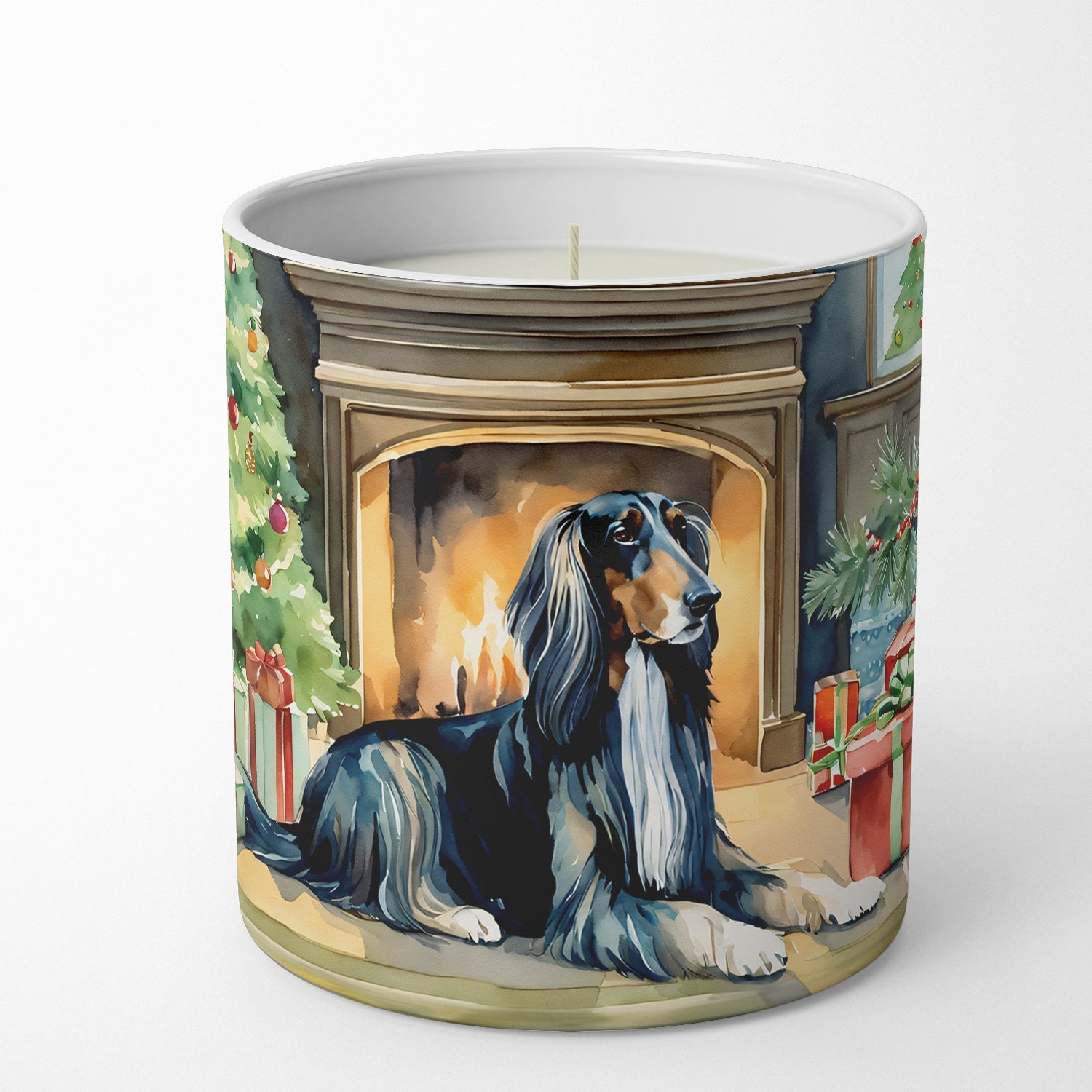 Afghan Hound Cozy Christmas Decorative Soy Candle Nature Soy Wax Essential Oil Home Decor Ideal for Bedroom Kitchen Bath Office Gift, 10 oz