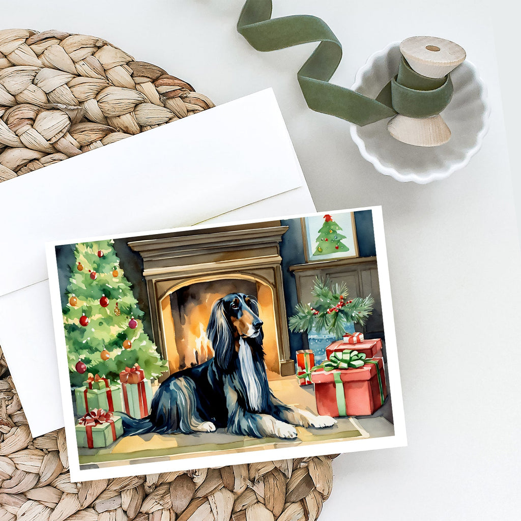 Afghan Hound Cozy Christmas Greeting Cards Pack of 8 Blank Cards with Envelopes Whimsical A7 Size 5x7