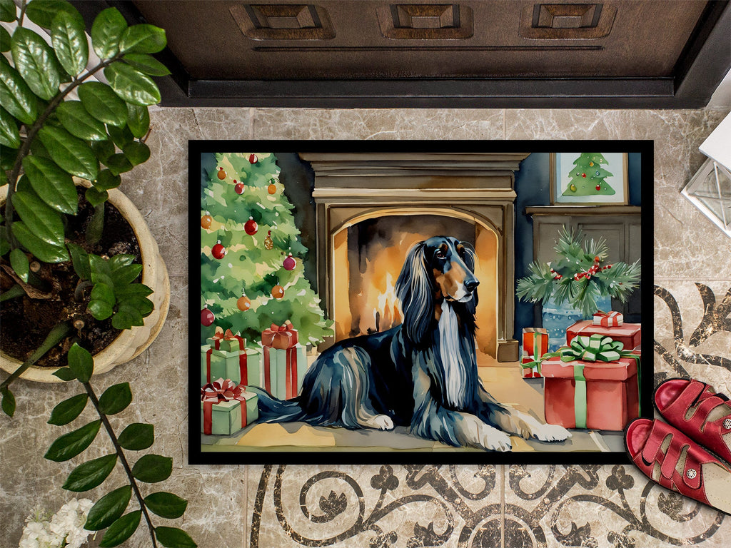 Afghan Hound Cozy Christmas Doormat Indoor Outdoor 18H X 27W Front Door Mat Rugs for Entryway, Non Slip Washable