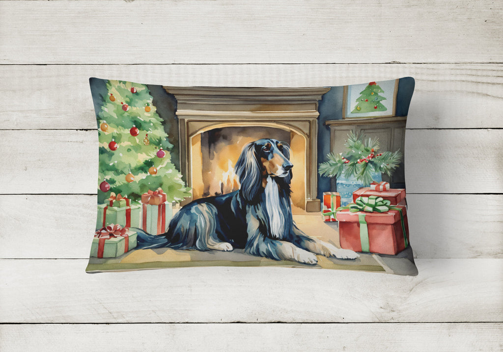 Afghan Hound Cozy Christmas Decorative Throw Pillow 12x16 Indoor Outdoor Accent Cushion, Fabric Cover with Insert for Sofa, Bed, Porch & Living Room