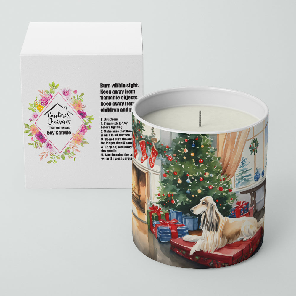 Afghan Hound Cozy Christmas Decorative Soy Candle Nature Soy Wax Essential Oil Home Decor Ideal for Bedroom Kitchen Bath Office Gift, 10 oz