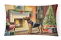 Airedale Terrier Cozy Christmas Decorative Throw Pillow 12x16 Indoor Outdoor Accent Cushion, Fabric Cover with Insert for Sofa, Bed, Porch & Living Room