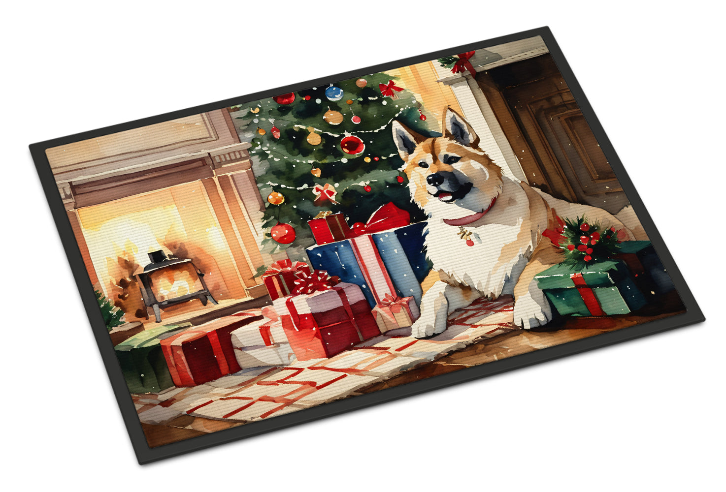 Akita Cozy Christmas Doormat Indoor Outdoor 24H X 36W Front Door Mat Rugs for Entryway, Non Slip Washable Low Pile,