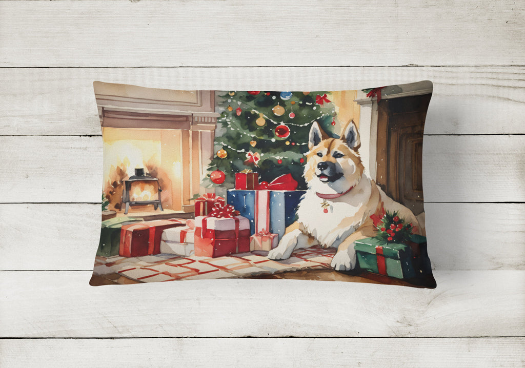 Akita Cozy Christmas Decorative Throw Pillow 12x16 Indoor Outdoor Accent Cushion, Fabric Cover with Insert for Sofa, Bed, Porch & Living Room