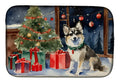 Alaskan Klee Kai Cozy Christmas Dish Drying Mat Absorbent Dish Drying Mat Pad for Kitchen Counter Dish Drainer Mat for Countertop, 14 x 21", Multicolor