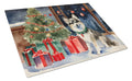 Alaskan Klee Kai Cozy Christmas Cutting Board Tempered Glass Kitchen Cutting Surface, Heat Resistant Chopping, Non-Slip Feet, Food Prep & Serving
