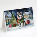 Alaskan Malamute Cozy Christmas Greeting Cards Pack of 8 Blank Cards with Envelopes Whimsical A7 Size 5x7