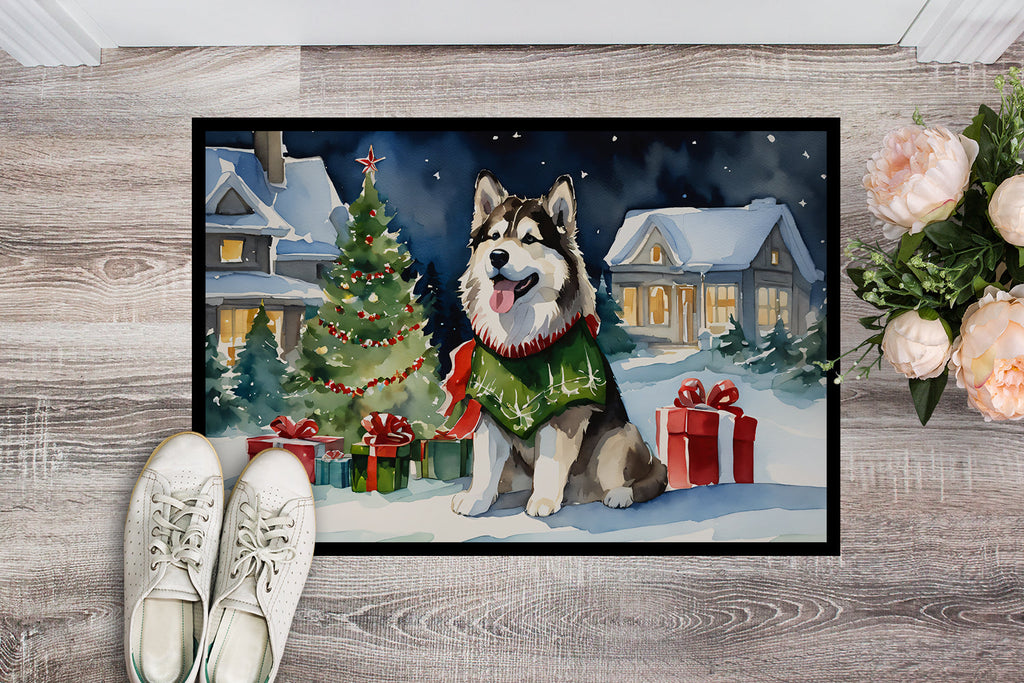 Alaskan Malamute Cozy Christmas Doormat Indoor Outdoor 24H X 36W Front Door Mat Rugs for Entryway, Non Slip Washable Low Pile,