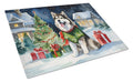 Alaskan Malamute Cozy Christmas Cutting Board Tempered Glass Kitchen Cutting Surface, Heat Resistant Chopping, Non-Slip Feet, Food Prep & Serving