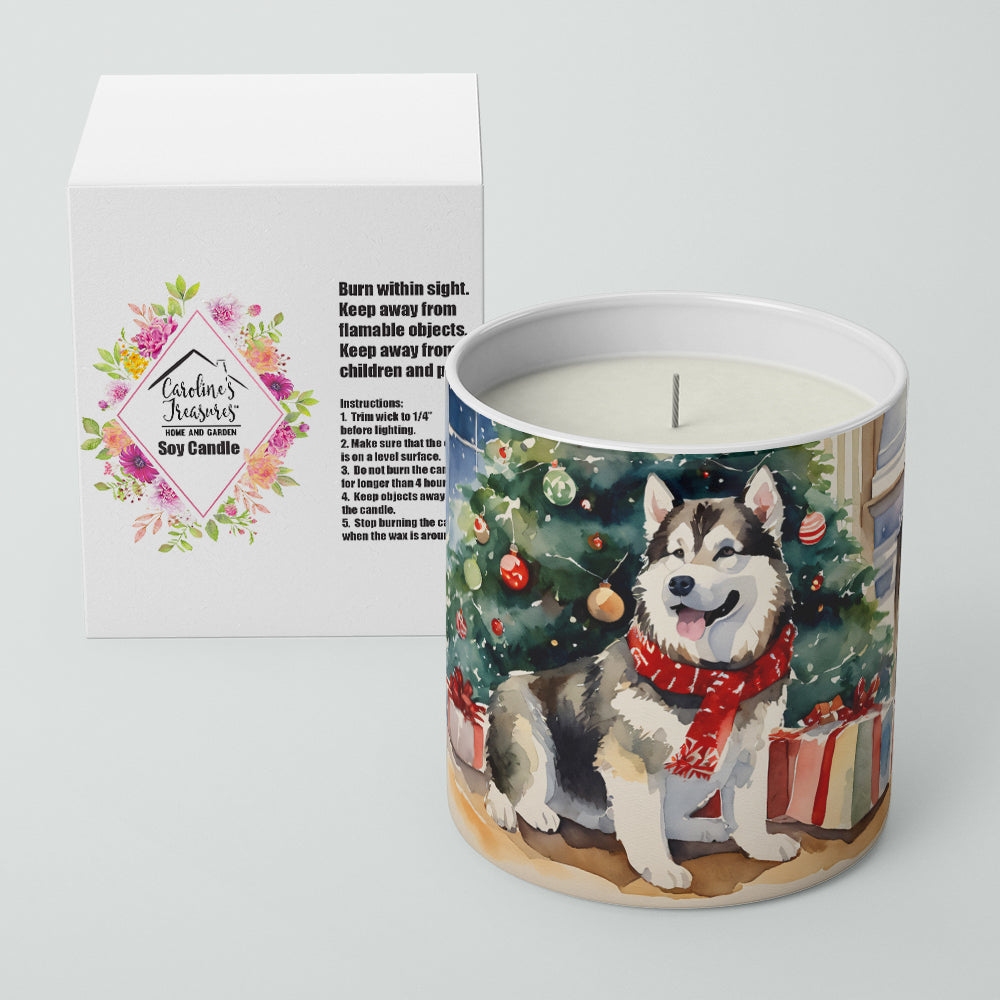 Alaskan Malamute Cozy Christmas Decorative Soy Candle Nature Soy Wax Essential Oil Home Decor Ideal for Bedroom Kitchen Bath Office Gift, 10 oz