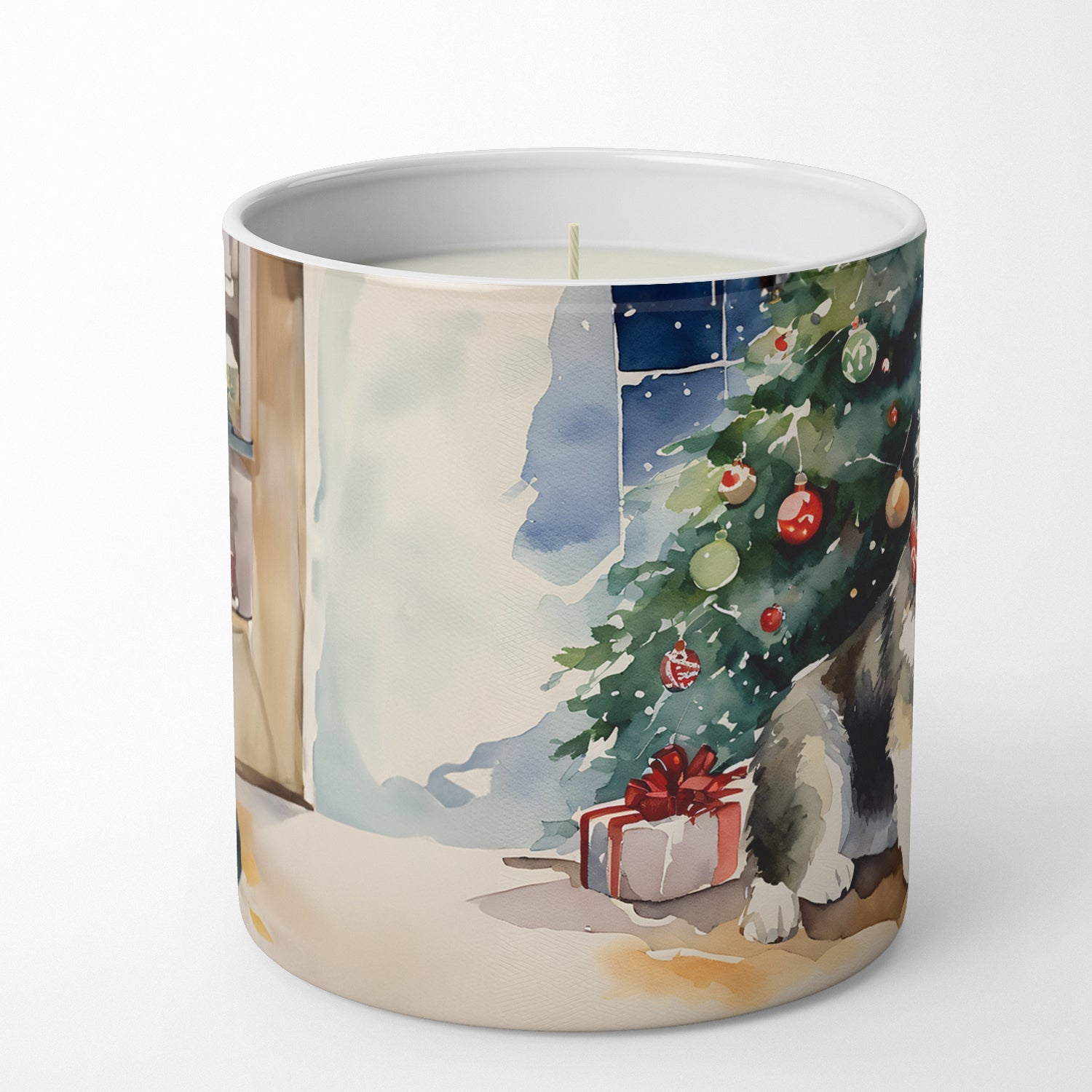 Alaskan Malamute Cozy Christmas Decorative Soy Candle Nature Soy Wax Essential Oil Home Decor Ideal for Bedroom Kitchen Bath Office Gift, 10 oz
