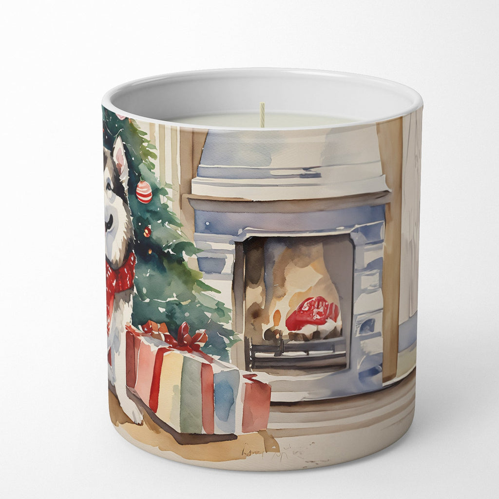 Alaskan Malamute Cozy Christmas Decorative Soy Candle Nature Soy Wax Essential Oil Home Decor Ideal for Bedroom Kitchen Bath Office Gift, 10 oz
